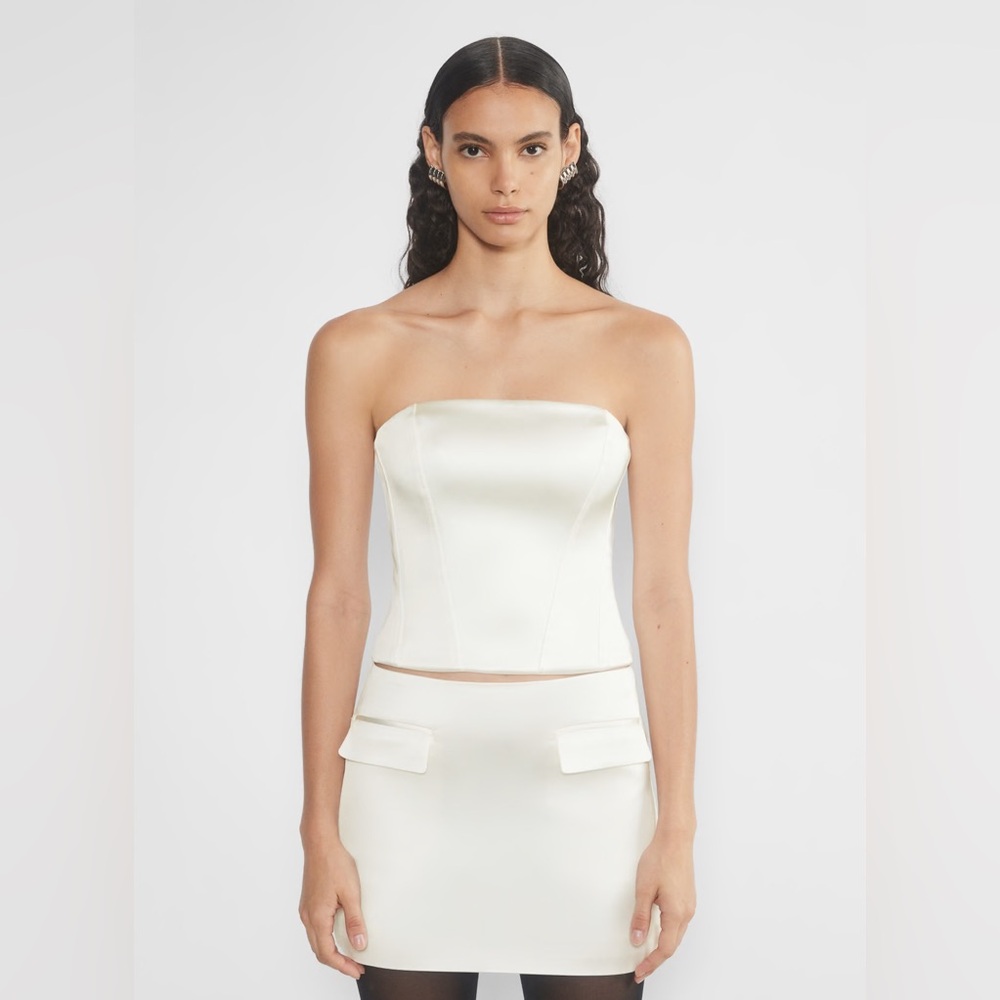 Aritzia | Ten | Castle Satin Bustier in Light Birch  | Size: S